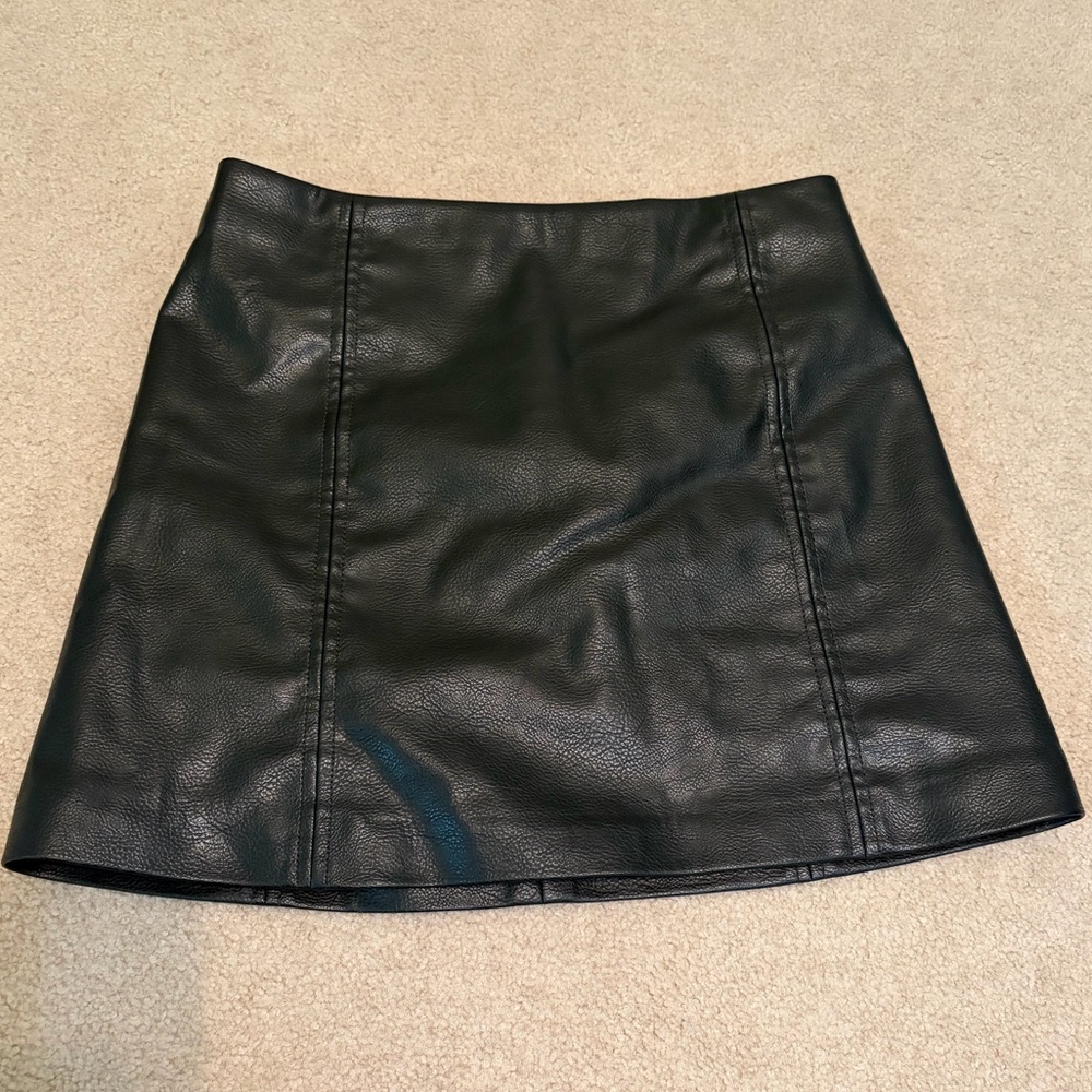 H&M Black Leather Mini Skirt